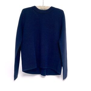 Reiss Skye  Blue Navy Crew Neck Sweater gold zipper detail on back
